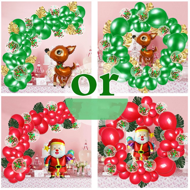 Christmas Aluminum Foil Balloon Banner Garland Party Supplies Decor - Red/Elk-3