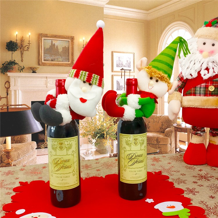 Santa Claus Elf Shape Red Wine Bottle Christmas Decoration - Santa Claus-3