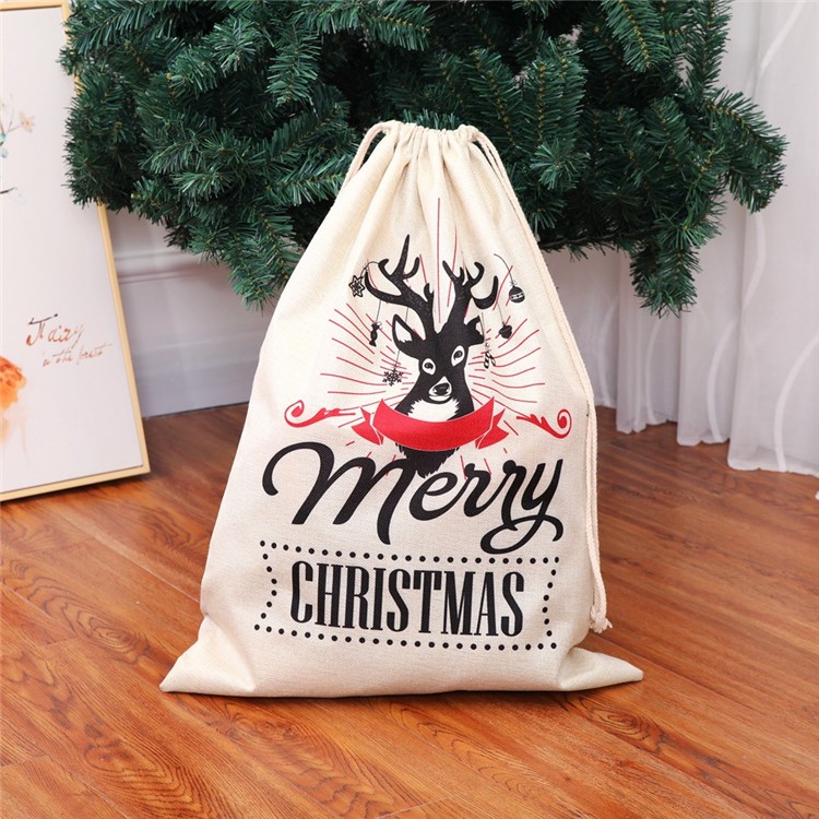 Christmas Print Gift Bag Drawstring Bag Candy Bag - Style A-1