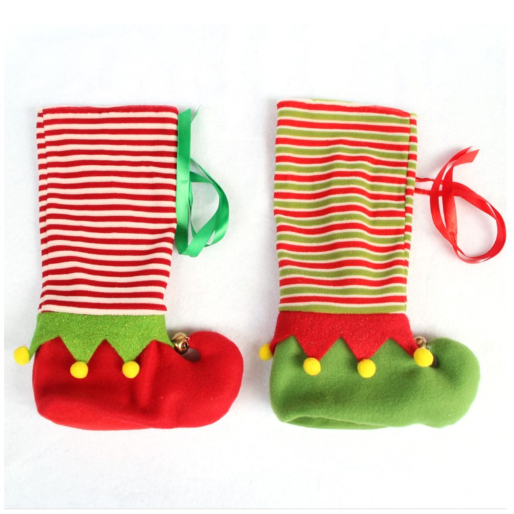 2Pcs/Set Christmas Elf Candy Socks Wine Bottle Wrap Bag-2