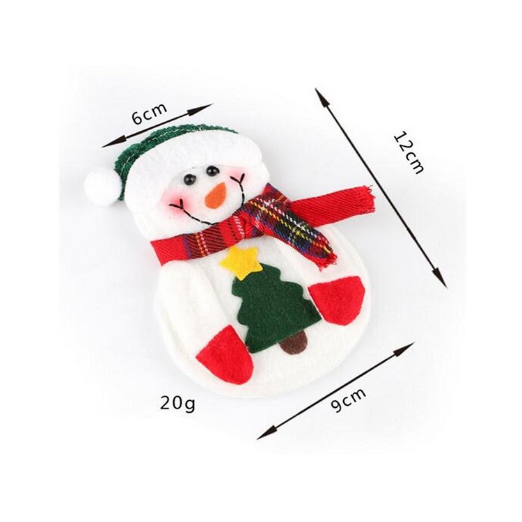 2 Pieces Christmas Snowman Kitchen Cutlery Knifes Forks Bag Holder Pocket-1