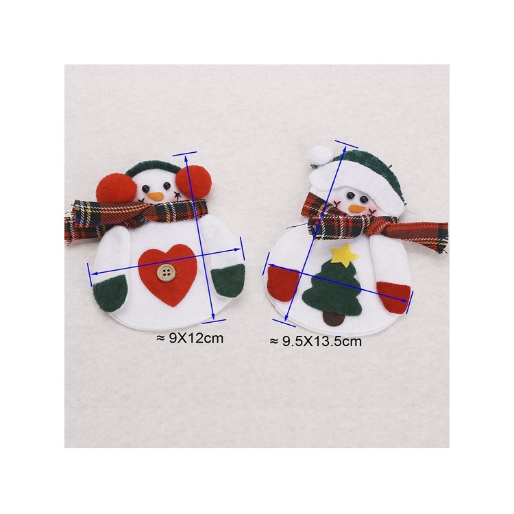 2 Pieces Christmas Snowman Kitchen Cutlery Knifes Forks Bag Holder Pocket-1