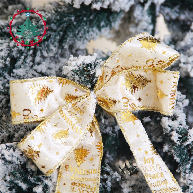 1 Roll Christmas Ribbon Gift Box Packing for Xmas Tree Decoration 2.5cm x 5.5m - Gold-2
