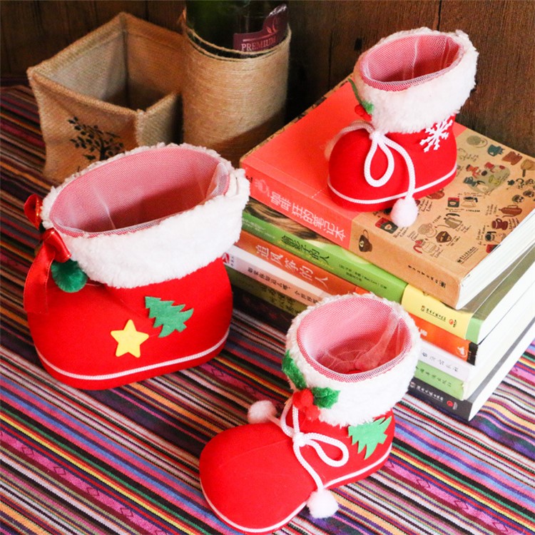 Christmas Candy Sweets Carrying Boots Gifts Storage Shoes Festival Decor, Size: 13 x 7 x 10cm - M Size / Red-1