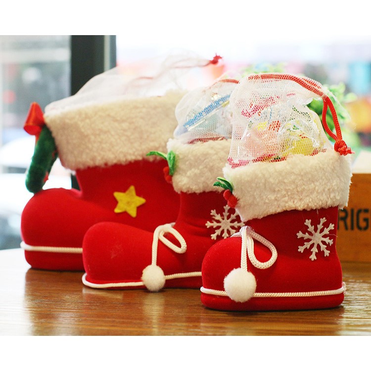 Christmas Candy Sweets Carrying Boots Gifts Storage Shoes Festival Decor, Size: 13 x 7 x 10cm - M Size / Red-2