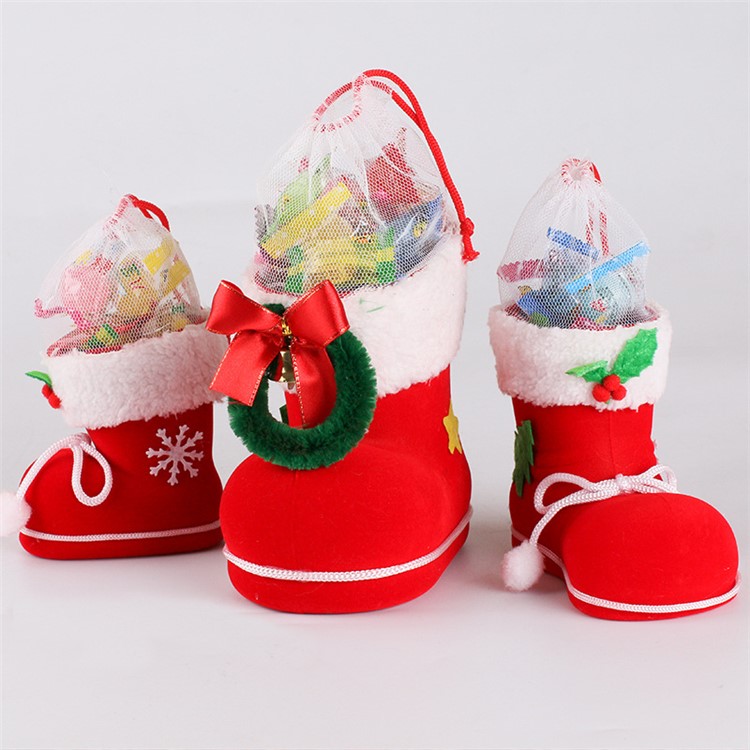Christmas Candy Sweets Carrying Boots Gifts Storage Shoes Festival Decor, Size: 13 x 7 x 10cm - M Size / Red-3