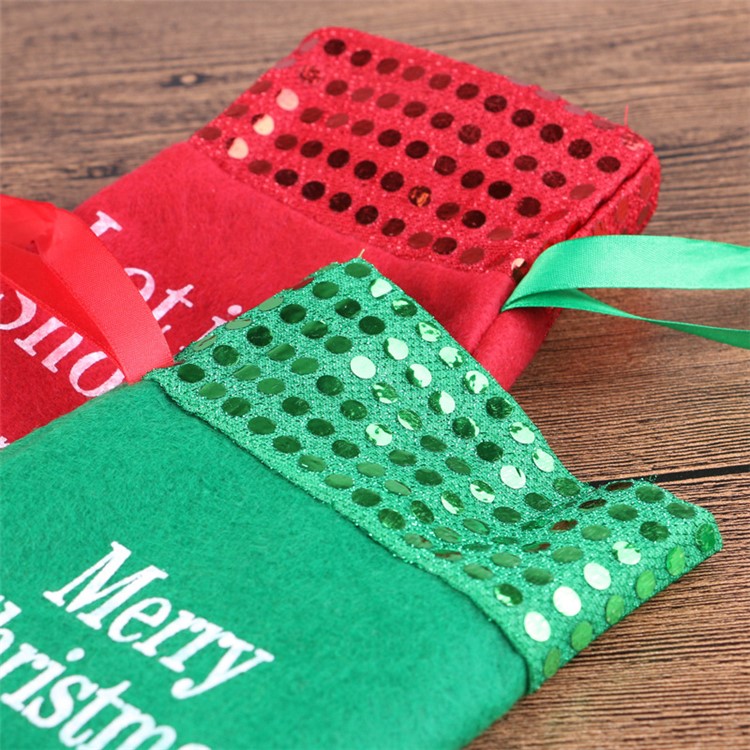 Christmas Snowman Candy Socks Wine Bottle Wrap Bag Festival Decor - Red-4