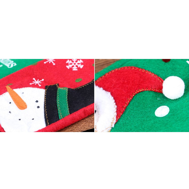 Christmas Snowman Candy Socks Wine Bottle Wrap Bag Festival Decor - Red-8