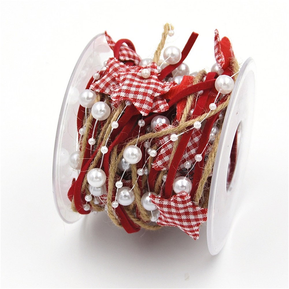 5M Weihnachten Fünfeck Stern Perlenkette Band DIY Weihnachtsbaum Zierband-2