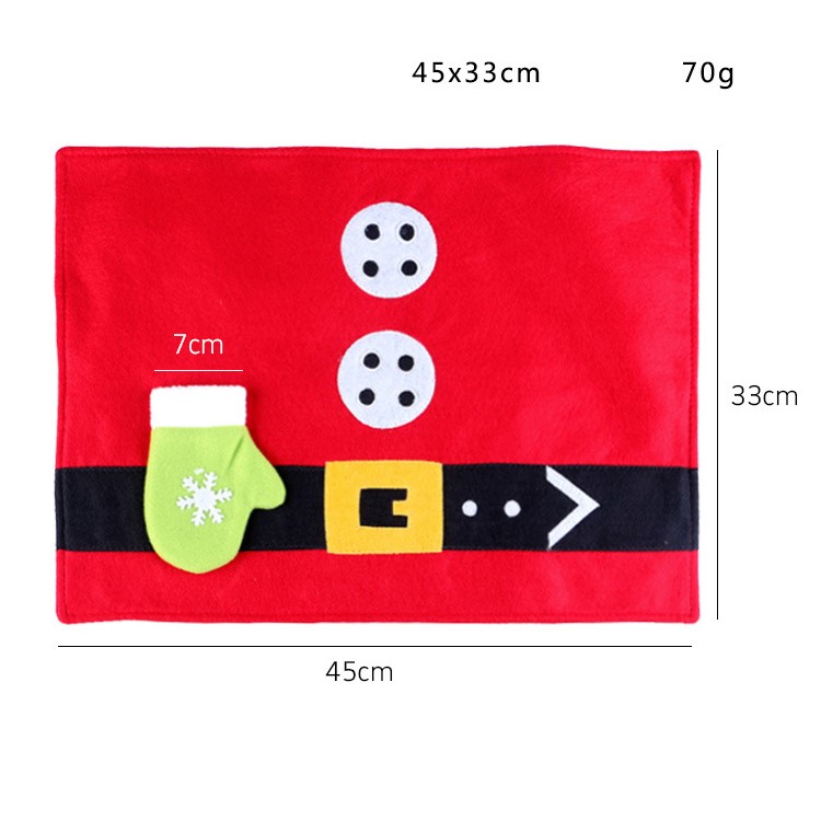 Christmas Dinner Napkin Placemat Table Cloth + Fork Knife Glove Kit for Party Banquet Decoration-2