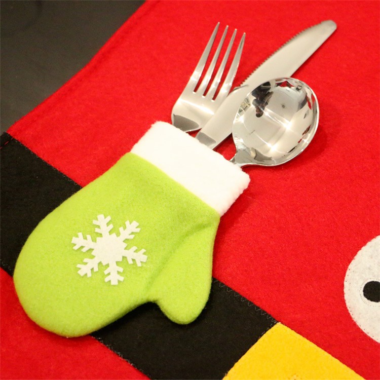 Christmas Dinner Napkin Placemat Table Cloth + Fork Knife Glove Kit for Party Banquet Decoration-3