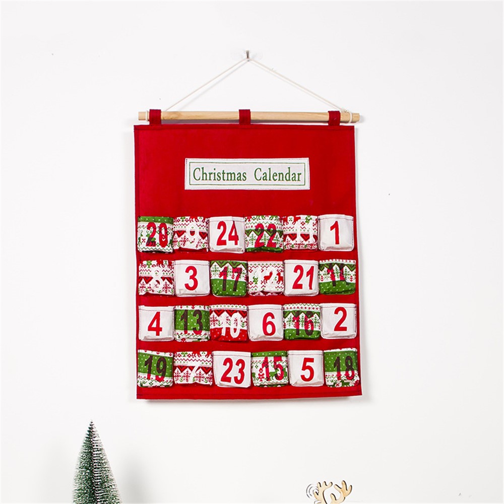 Christmas Decor Multi-layer Candy Storage Bag Countdown Calendar Hanging Bag-2