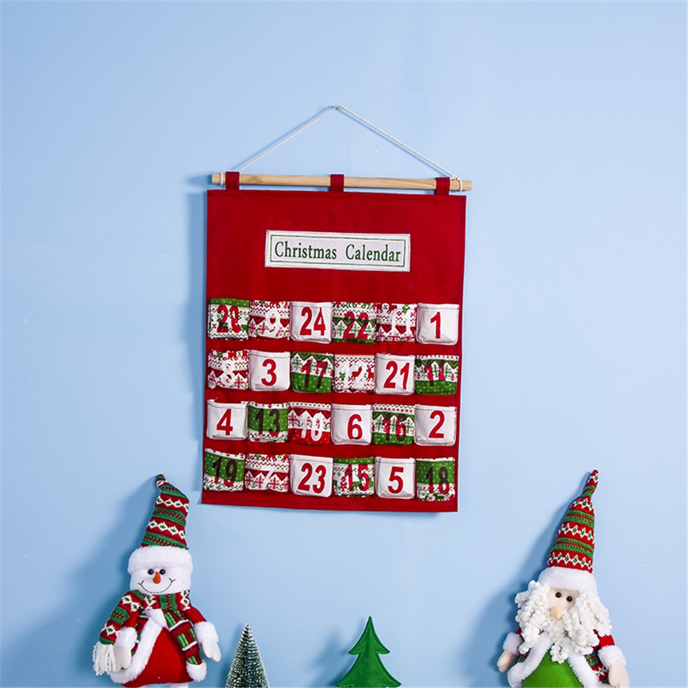 Christmas Decor Multi-layer Candy Storage Bag Countdown Calendar Hanging Bag-3