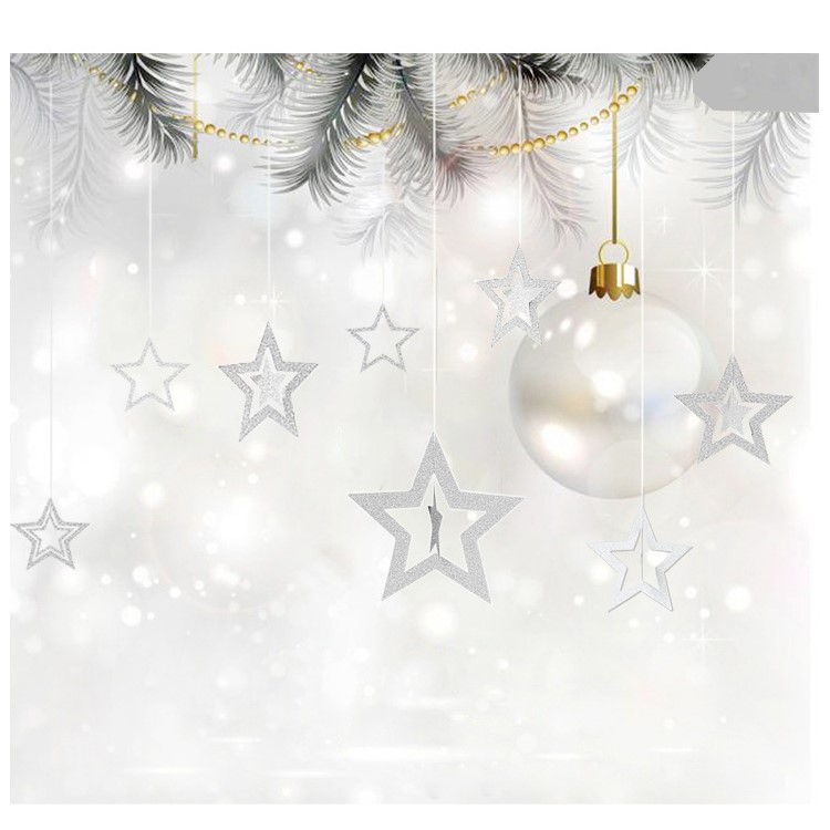 Flash Powder 7 Five-pointed Stars Decorations Ornaments for Wedding Christmas Party Backdrops - Silver-1