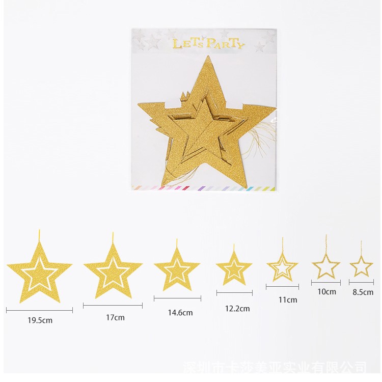 Flash Powder 7 Five-pointed Stars Decorations Ornaments for Wedding Christmas Party Backdrops - Silver-10
