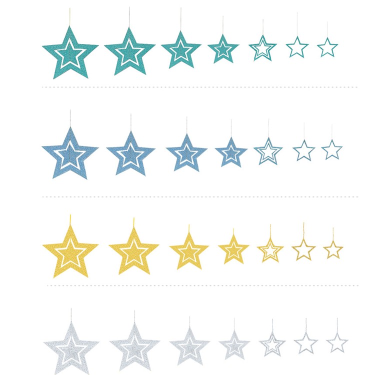 Flash Powder 7 Five-pointed Stars Decorations Ornaments for Wedding Christmas Party Backdrops - Silver-6