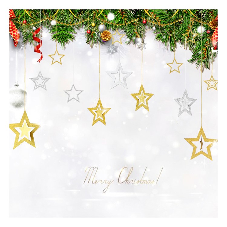 Flash Powder 7 Five-pointed Stars Ornaments Decorations for Wedding Christmas Party Backdrops - Gold