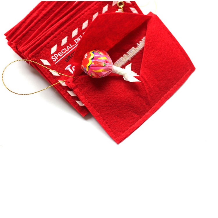 Non-Woven Fabric Red Christmas Envelope Greeting Cards Bag Money Gift Bag-11