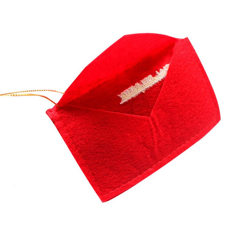 Non-Woven Fabric Red Christmas Envelope Greeting Cards Bag Money Gift Bag-3