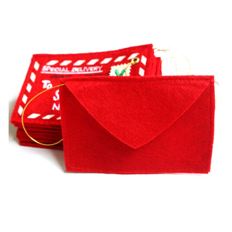 Non-Woven Fabric Red Christmas Envelope Greeting Cards Bag Money Gift Bag-5