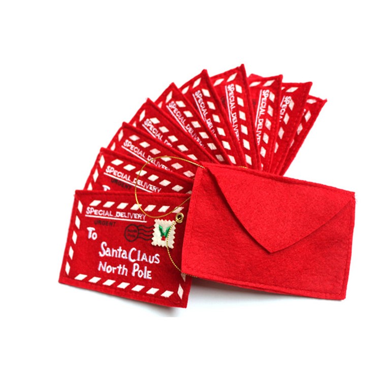 Non-Woven Fabric Red Christmas Envelope Greeting Cards Bag Money Gift Bag-6