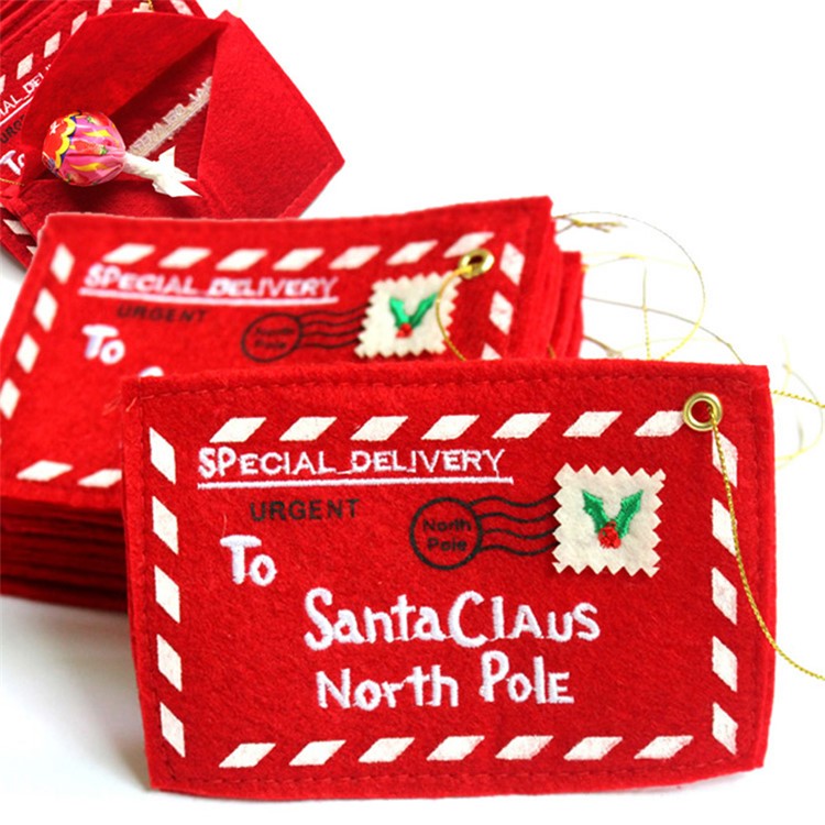 Non-Woven Fabric Red Christmas Envelope Greeting Cards Bag Money Gift Bag-8