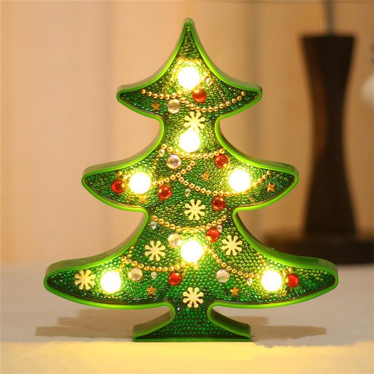 Weihnachtslichter DIY Creative Diamond Malerei Weihnachtsbaum Schneemann LED Night Light - Weihnachtsbaum