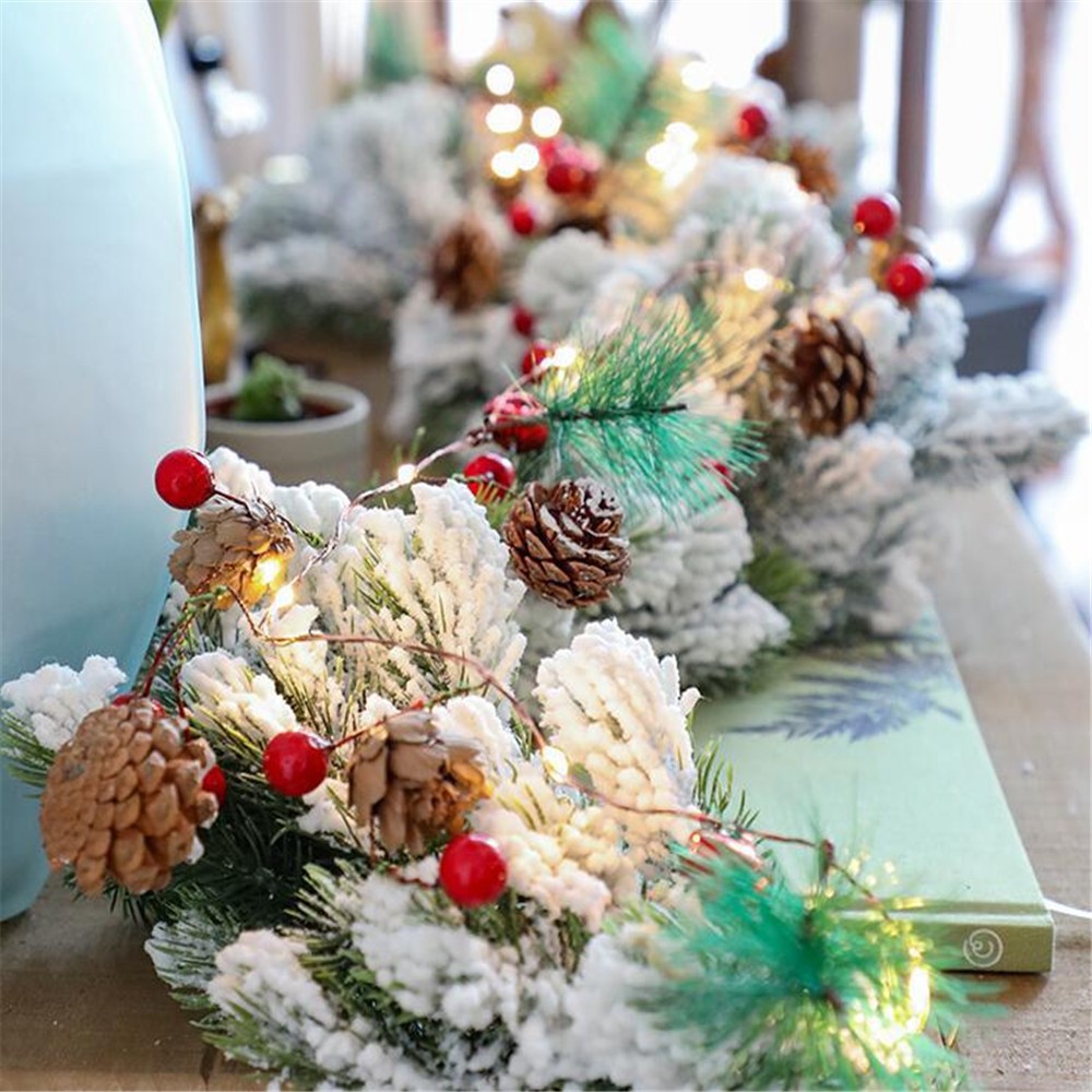 2,2 Milhões De Pinhas 20-LED Pinho Agulha Baga Vermelha Fio De Cobre Luz Da Corda Para O Natal Decoração Decoração Do Feriado-2
