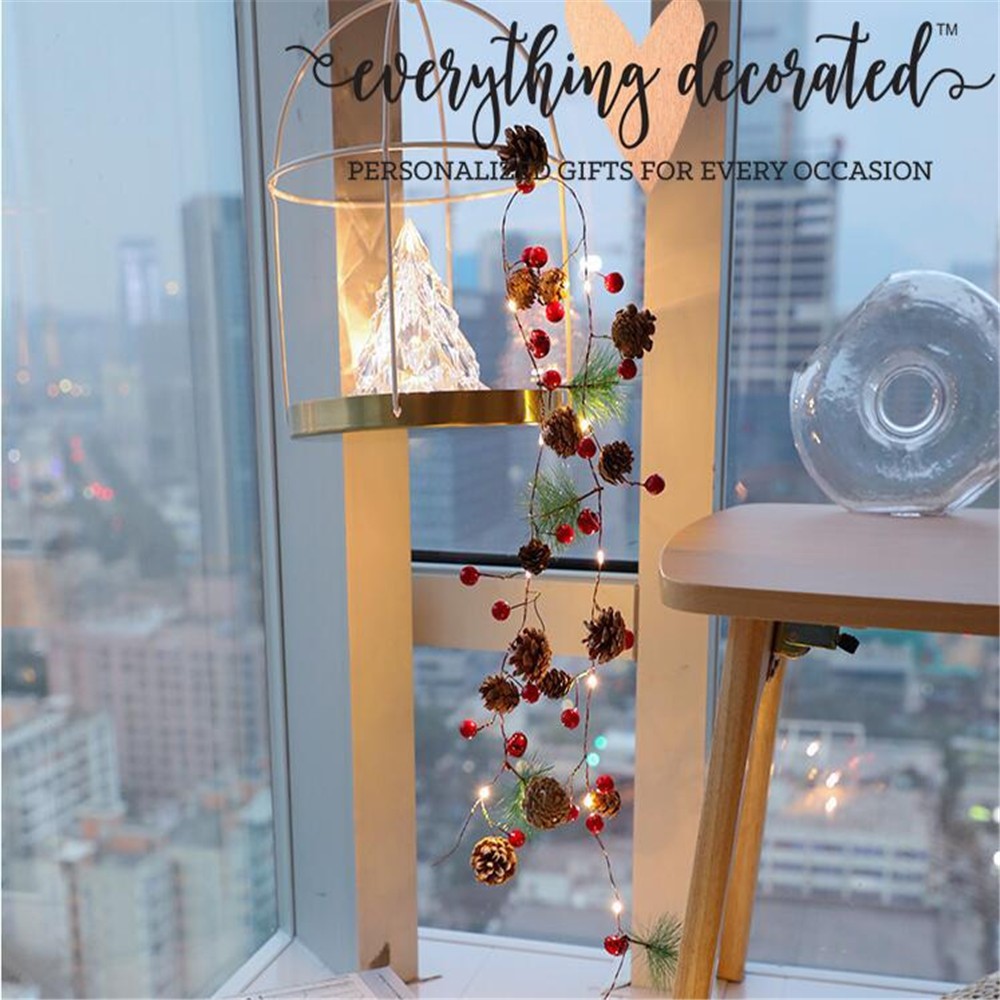 2,2 Milhões De Pinhas 20-LED Pinho Agulha Baga Vermelha Fio De Cobre Luz Da Corda Para O Natal Decoração Decoração Do Feriado-5