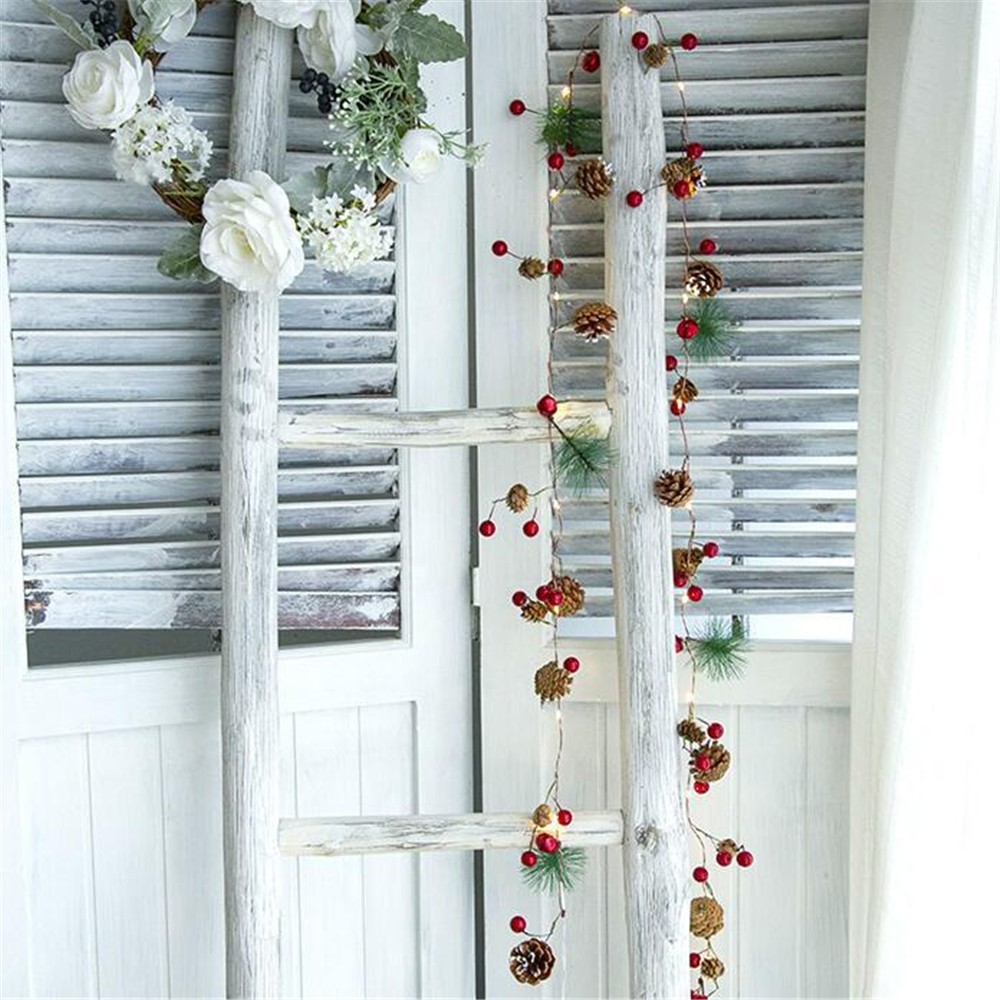2,2 Milhões De Pinhas 20-LED Pinho Agulha Baga Vermelha Fio De Cobre Luz Da Corda Para O Natal Decoração Decoração Do Feriado-7