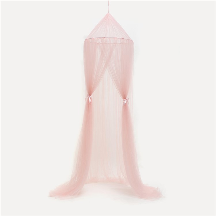Round Hoop Bed Canopy Dome Mosquito Net with Sparkling Stars - Pink-12
