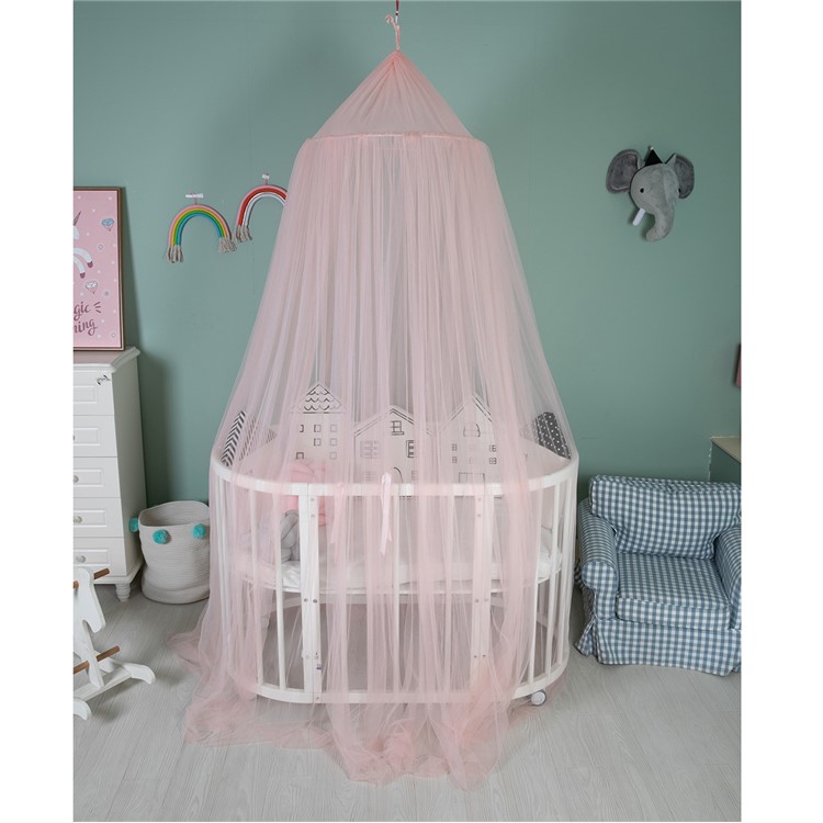Round Hoop Bed Canopy Dome Mosquito Net with Sparkling Stars - Pink-3
