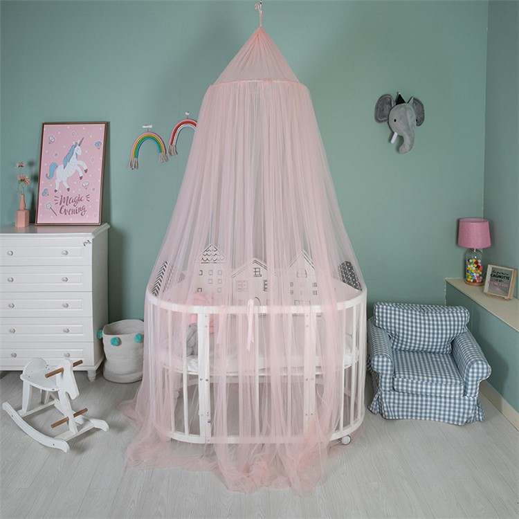 Round Hoop Bed Canopy Dome Mosquito Net with Sparkling Stars - Pink-7