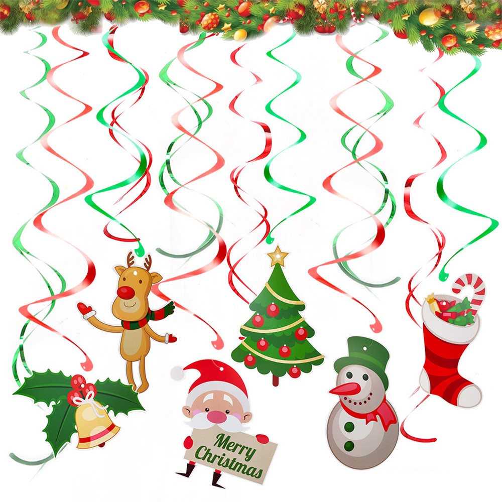 54PCS/Pack Christmas Tree Foil Balloon Photo Booth Pros Hanging Swirl Balloon Set-3