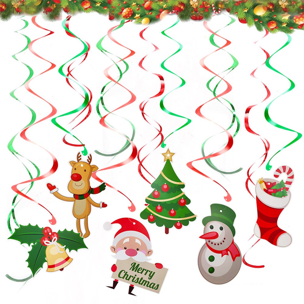 54 Unids / Paquete Árbol De Navidad Foil Bloon Photo Booth Pros Colgando Swirl Balloon Set-3