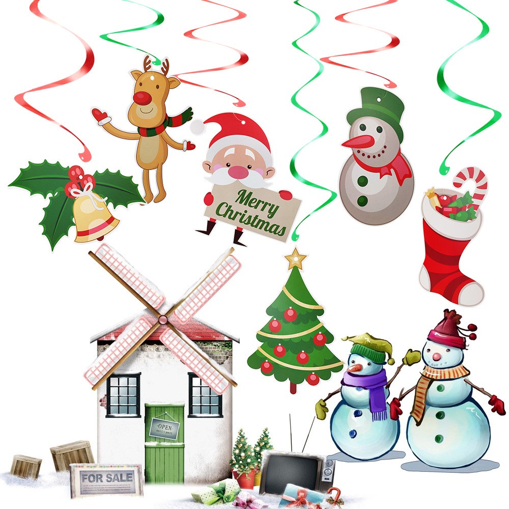 54PCS/Pack Christmas Tree Foil Balloon Photo Booth Pros Hanging Swirl Balloon Set-4
