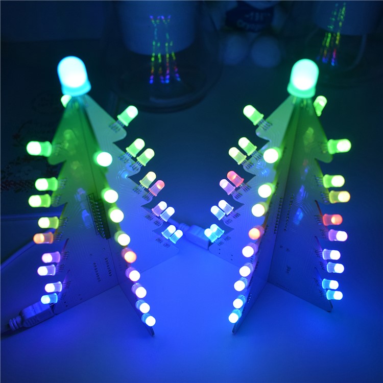 DIY Light Gradient Full Color LED Acrylic Christmas Tree Tower Kit-11