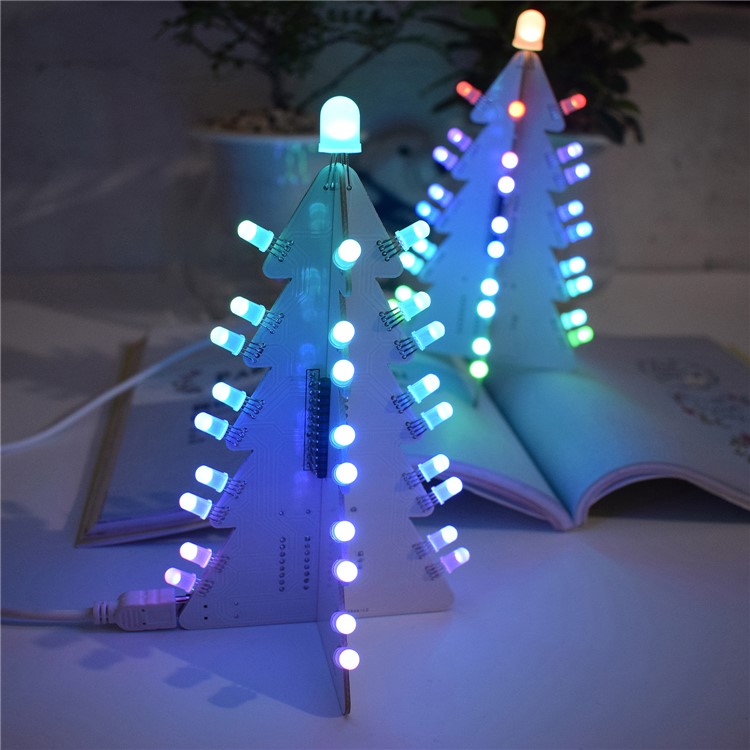 DIY Light Gradient Full Color LED Acrylic Christmas Tree Tower Kit-12