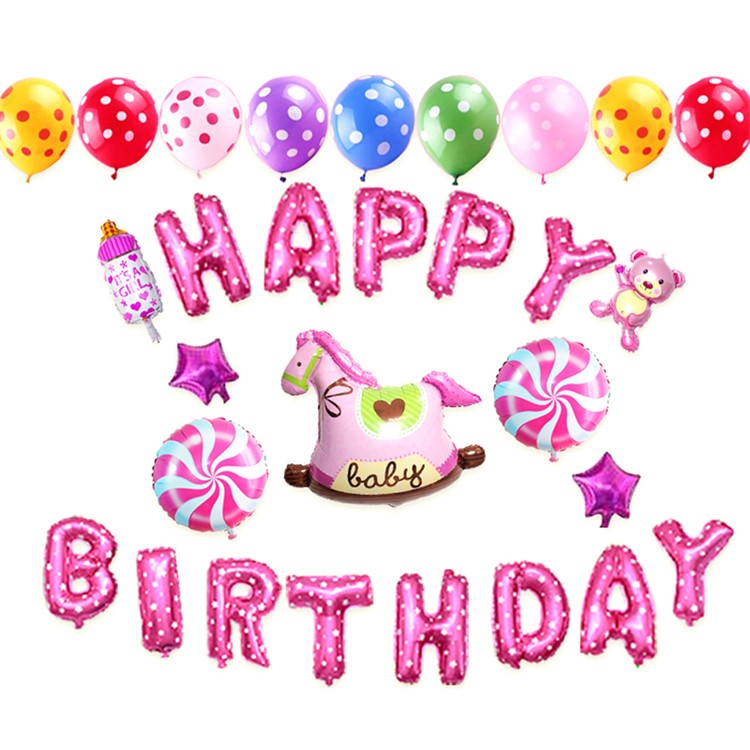 Aluminum Foil Membrane Happy Birthday Letters Balloons Party Decoration Balloon 16 inch - Rose-1