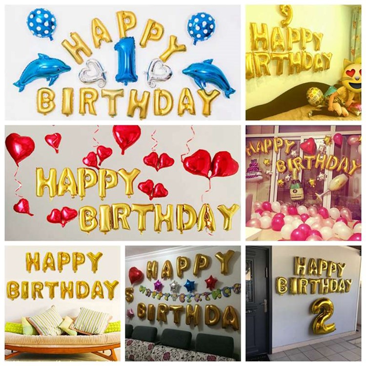 Aluminum Foil Membrane Happy Birthday Letters Balloons Party Decoration Balloon 16 inch - Rose-5
