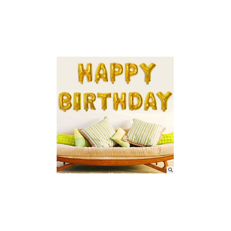 16 inch Happy Birthday Letters Balloons Aluminum Foil Membrane Party Decoration Balloon - Gold Color-1