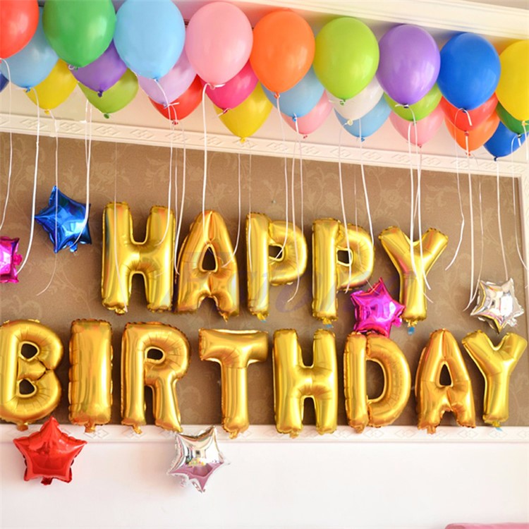 16 inch Happy Birthday Letters Balloons Aluminum Foil Membrane Party Decoration Balloon - Gold Color-3