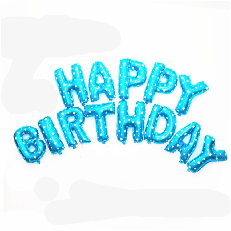 16 inch Party Decoration Balloon Aluminum Foil Membrane Happy Birthday Letters Balloons - Blue-2