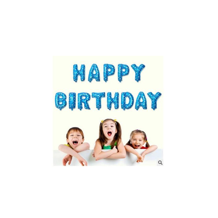 16 inch Party Decoration Balloon Aluminum Foil Membrane Happy Birthday Letters Balloons - Blue-3