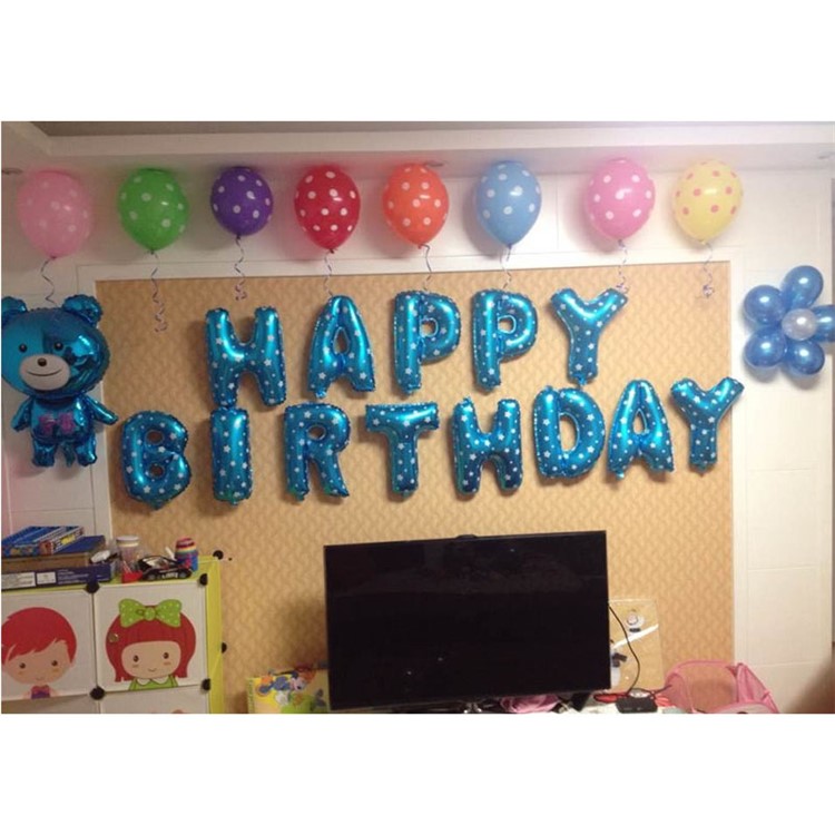 16 inch Party Decoration Balloon Aluminum Foil Membrane Happy Birthday Letters Balloons - Blue-4