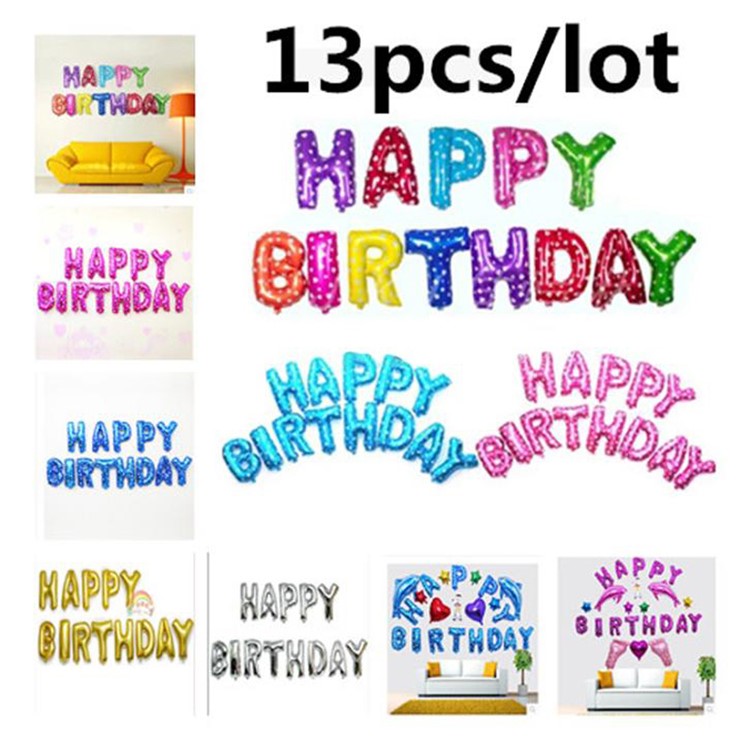 16 inch Party Decoration Balloon Aluminum Foil Membrane Happy Birthday Letters Balloons - Blue-7