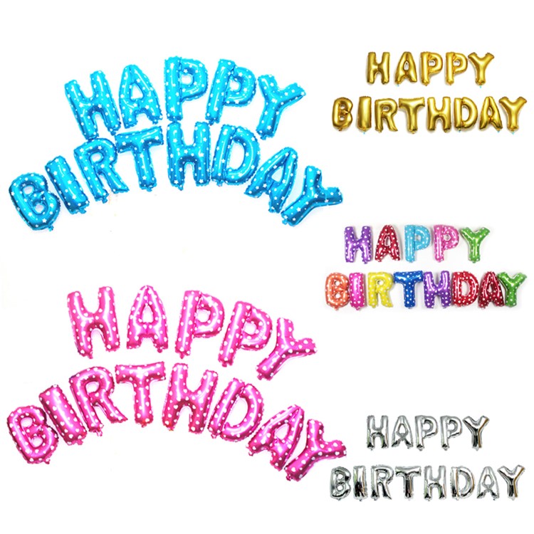 16 inch Party Decoration Balloon Aluminum Foil Membrane Happy Birthday Letters Balloons - Blue-8