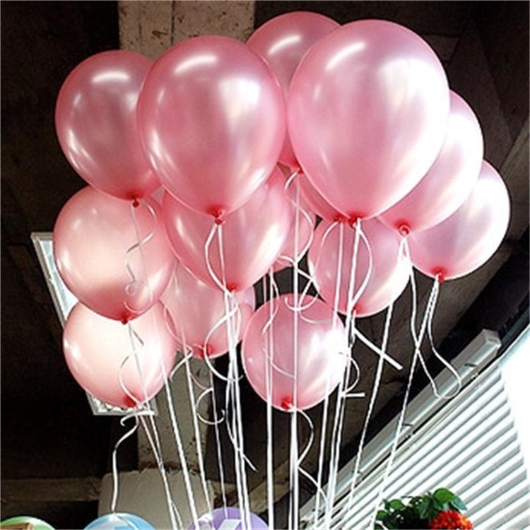 100Pcs/Set 10 Inch Round Thicken Pearlescent Balloons for Party Wedding Decoration - Pink-2