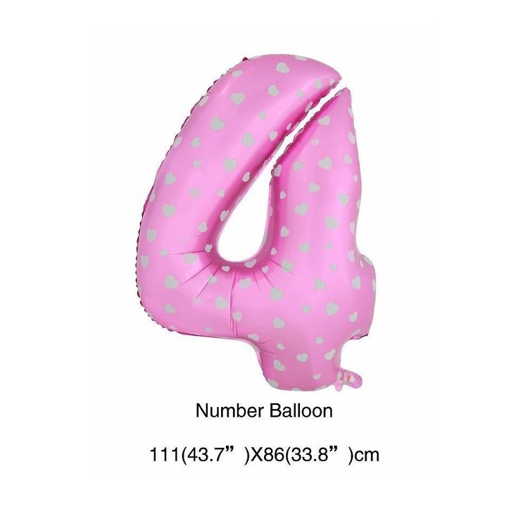 40 Inch Hearts-dotted Self-sealing Foil Number Balloon for Various Decorations - 4 / Pink-1