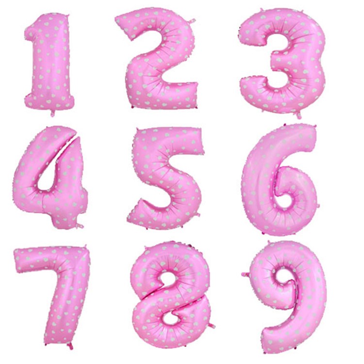 40 Inch Hearts-dotted Self-sealing Foil Number Balloon for Various Decorations - 4 / Pink-2